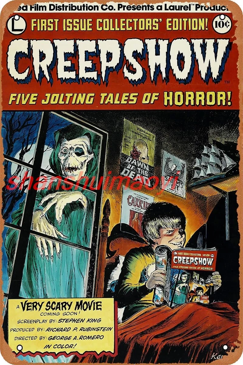 Creepshow (1982) Horror Movie Poster Vintage Tin Sign Retro Metal Sign for Cafe Bar Office Home Wall Decor Gift 12 X 8 inch sign