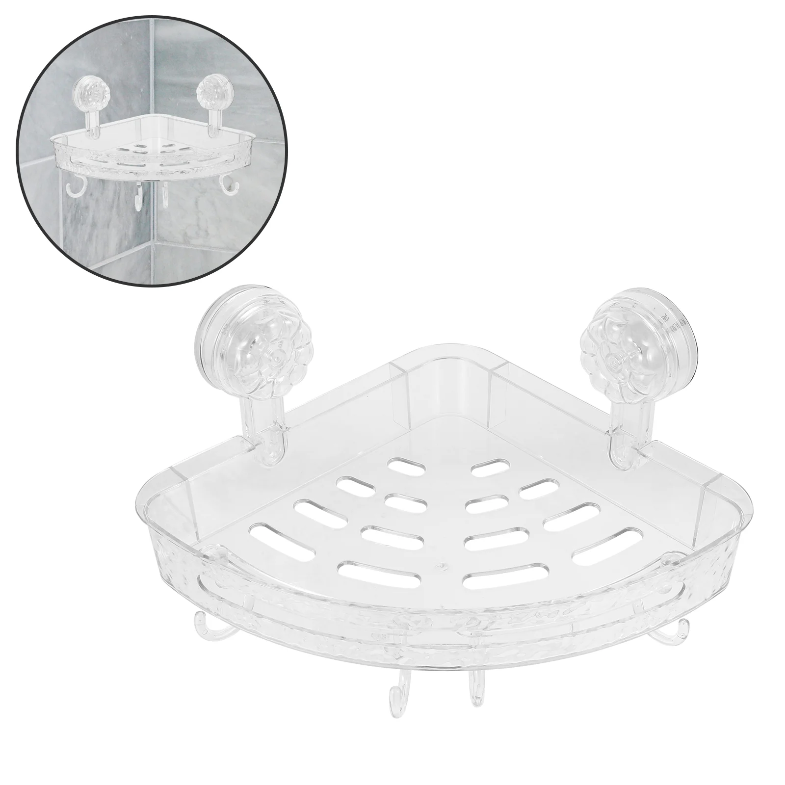 

Bathroom Vacuum Suction Cup Corner Storage Suction Cup Rack Corner Shower Shelf Wall Mounted Shower Organizer for Sham