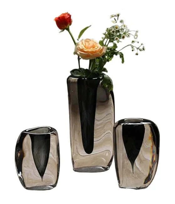 

Ink Painting Transparent Glass Vase Hydroponics Floral Vases Desk Decoration Artificial Flowers Decorative Flower Arrangement