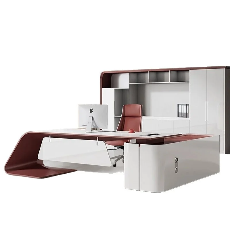 Sleek Premium High-Gloss Lacquer Boss Desk Modern Stylish Luxury Large Executive CEO Table Perfect for Home Office Sturdy