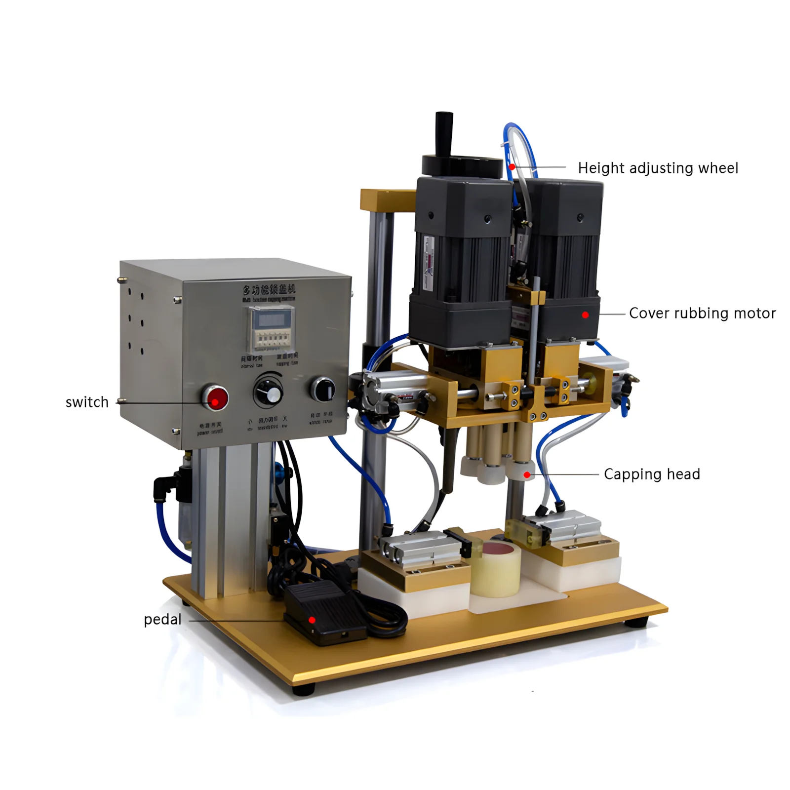 brand new Semi-automatic Electric Desktop Bottle Cap Tightener Sealing Machine 4 Wheels Duckbill Auto Bottle Capper