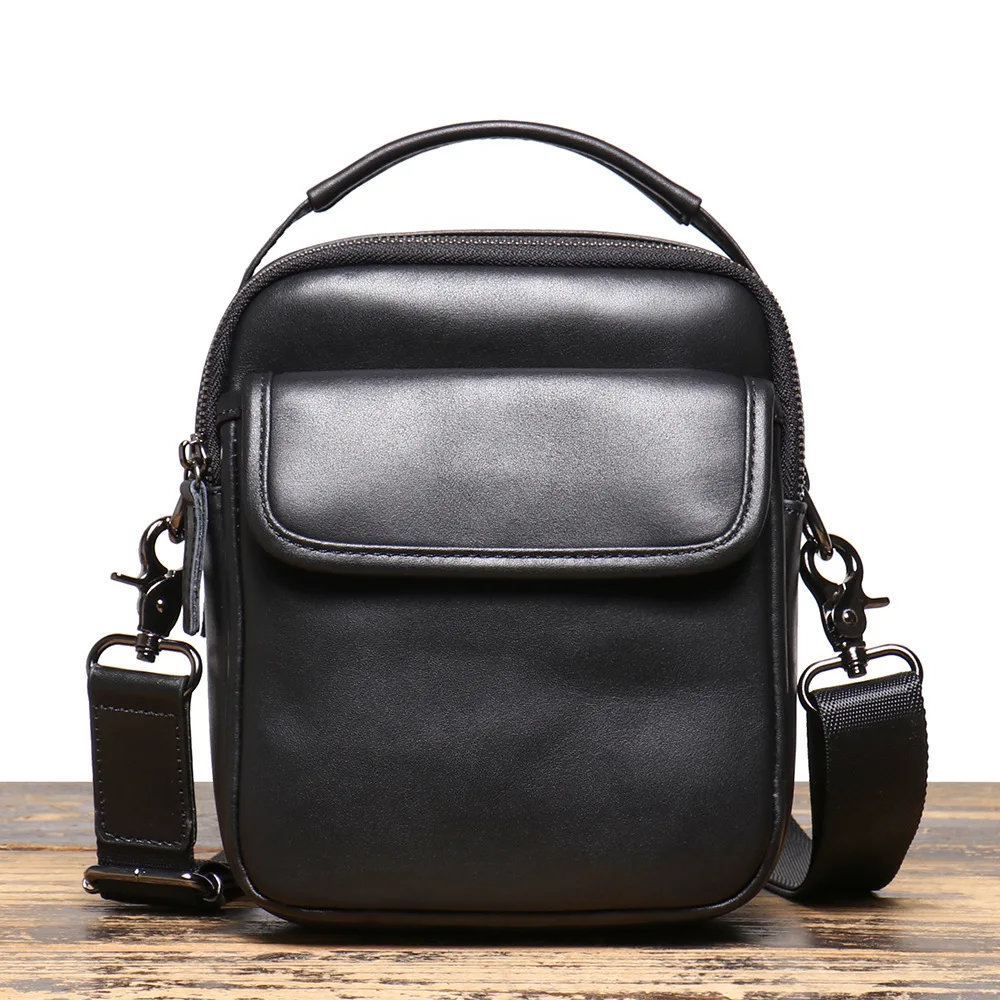

New Men's Leather Mobile Phone Backpack Cowhide Shoulder Crossbody Casual Versatile Handbag Retro Fashion Simple Versatile Trend