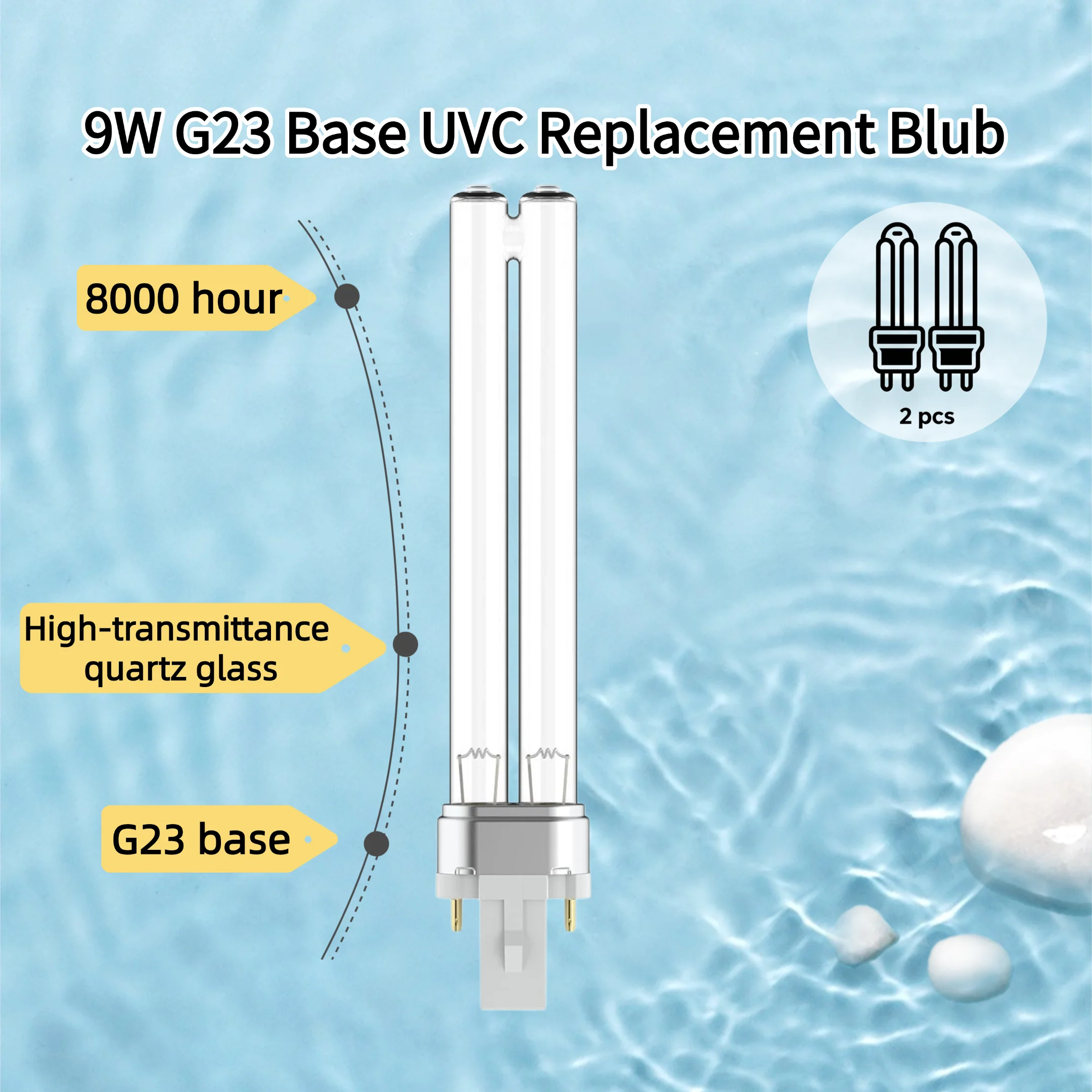 Immagine 4: Lampada UV 2 x 9W G23 per filtro laghetto UVC e chiarificatori, ricambio per acquario e laghetto