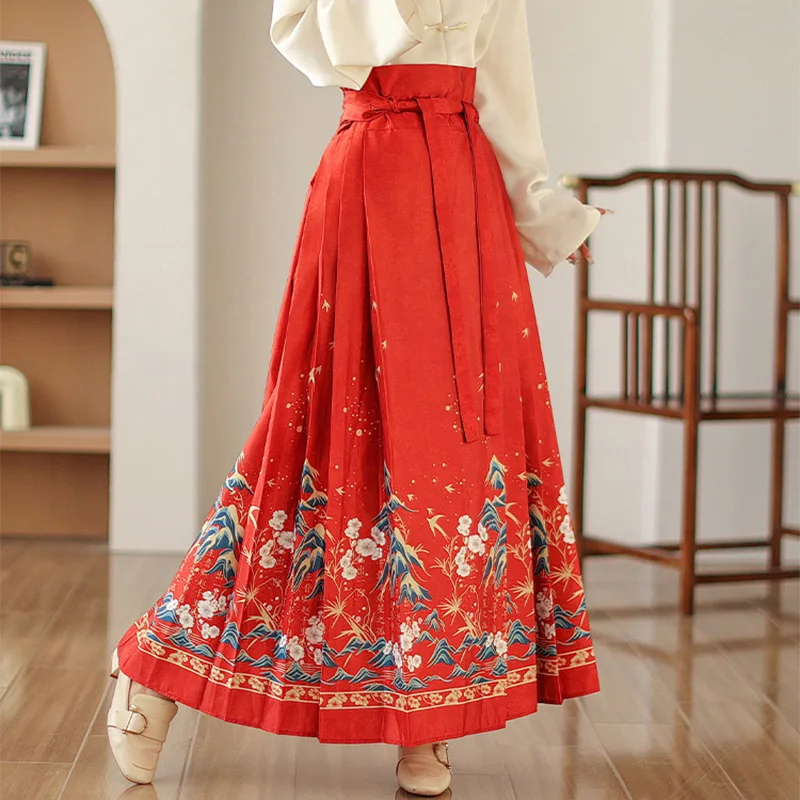 Large Size 2024 Autumn And Winter Horse Face Skirt Women Retro Ethnic Style Printed High Waist Slimming Irregular Skirt K2507