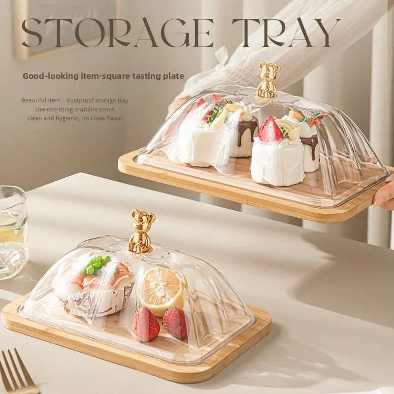 LH Transparent Cover Fruit Plate Dim Sum Display Tray Fashion Snack Tasting Tasting Box