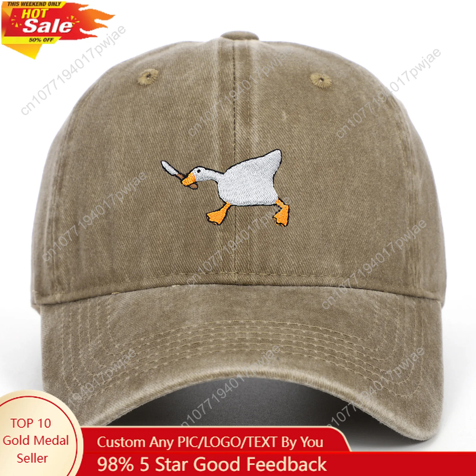 

Embroidered baseball cap with goose pattern for men and women, casual and fashionable city style duckbill cap