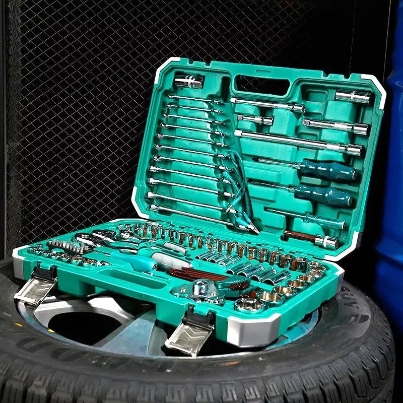 china wholesale car repair automotive tool box and ratchet wrench socket hardwear industrial hand tools set combo kit 3/8
