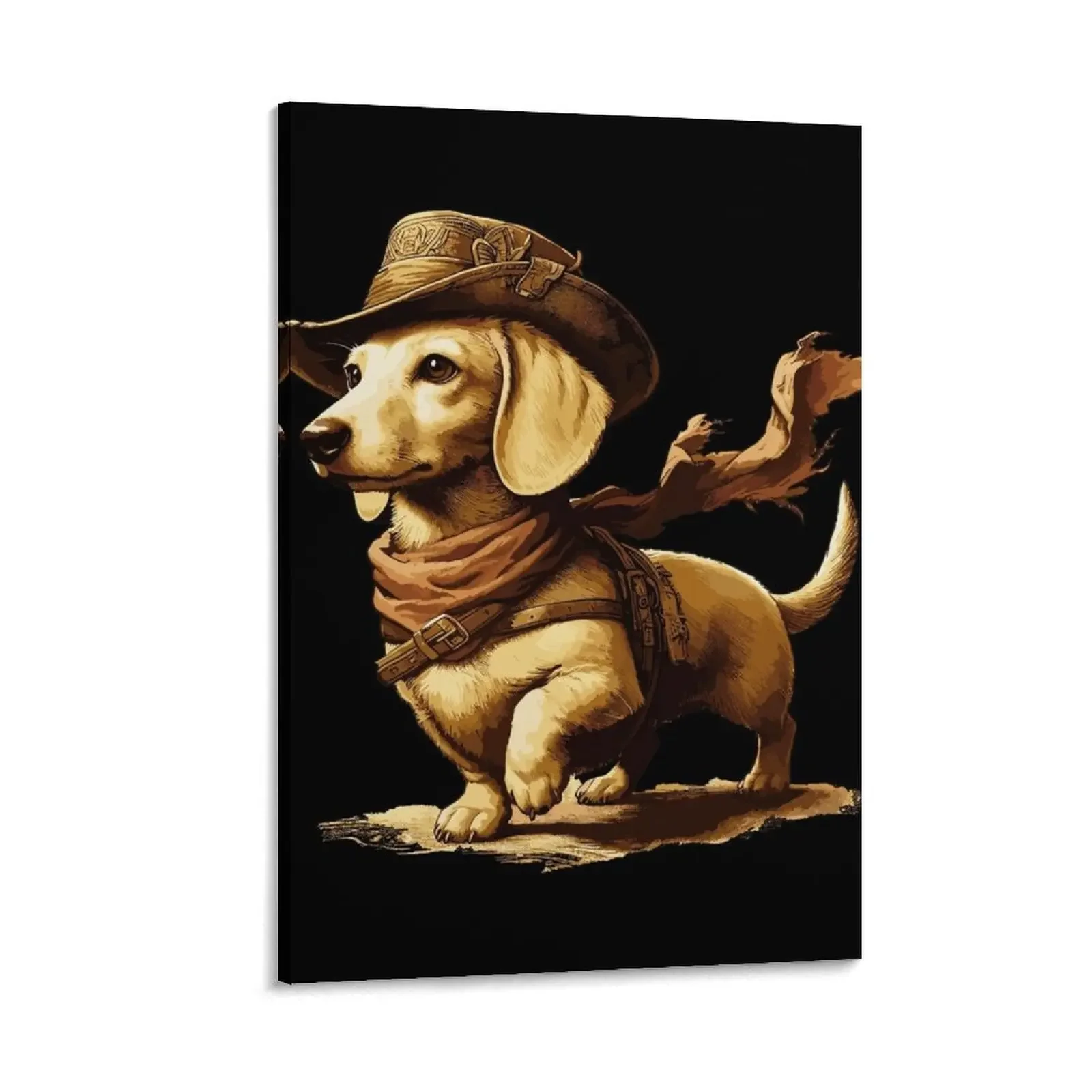 

English Cream Dachshund Adventurer Canvas Painting room decor Decoration accessories for home decor