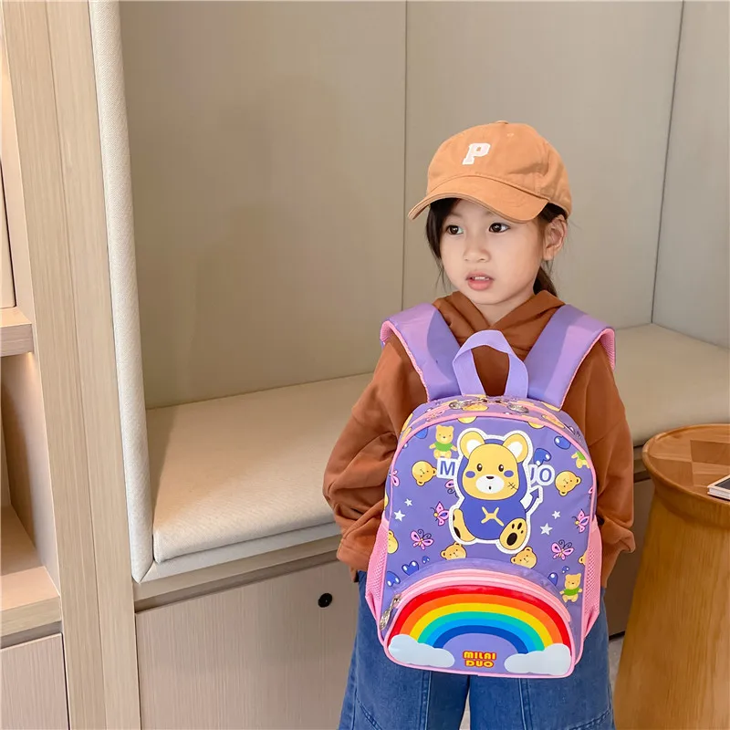 New Cartoon Cute Fashion Rainbow Children's School Bag for 3-6 Years Old Kindergarten Children Load Reduction Travel Backpacks