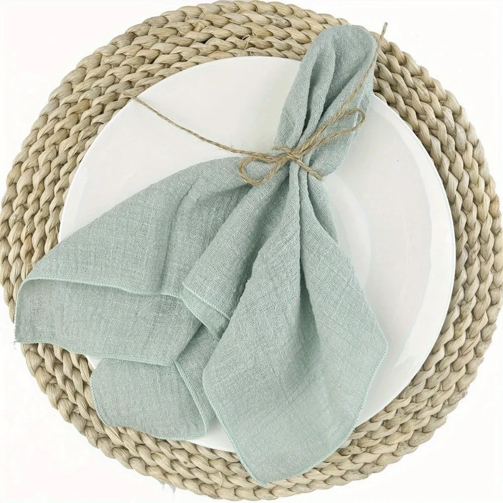 2PCS Table Towels 42*42 cm Lock Edge Napkins Minimalist Soft Gauze Napkins Handmade Reusable Bamboo Knot Napkins Restaurant