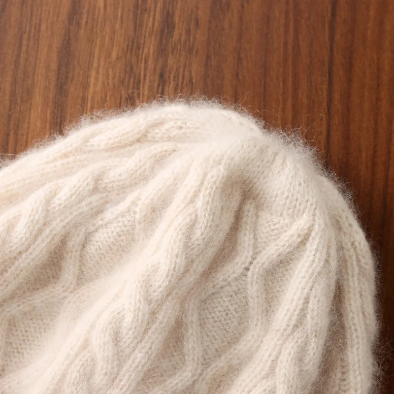 الخريف والشتاء 100% الصوف الخالص خمر الصلبة محبوك قبعة الرجال والنساء هيم قبعة صوف ناعم محبوك الأذن قبعة دافئة يندبروف #6