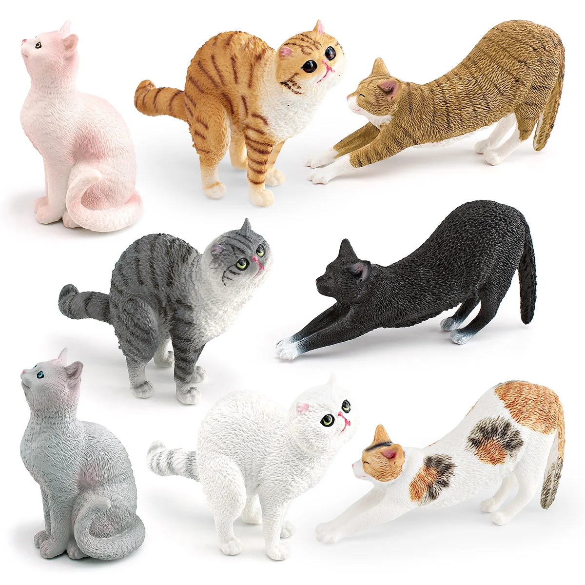 Simulation Stretching Cat Model Lazy Pose Cat Figurine Realistic Pet Animal Miniature Dollhouse Scene Decor Desktop Ornament