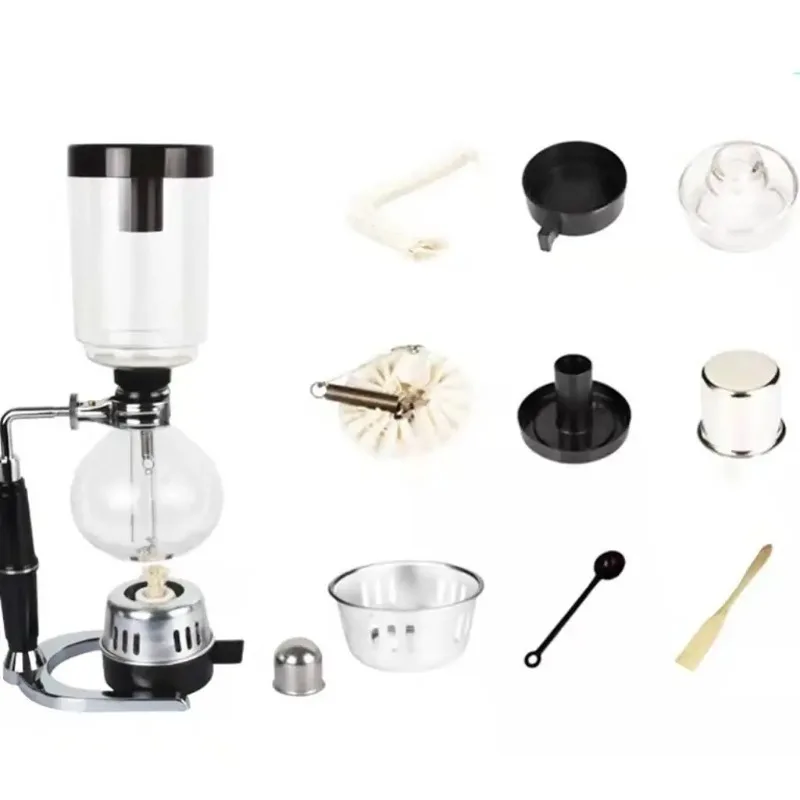 Coffee Maker 3 Cups Glass Coffee Syphon Maker User-friendly Glass Siphon Espresso Coffee Pot
