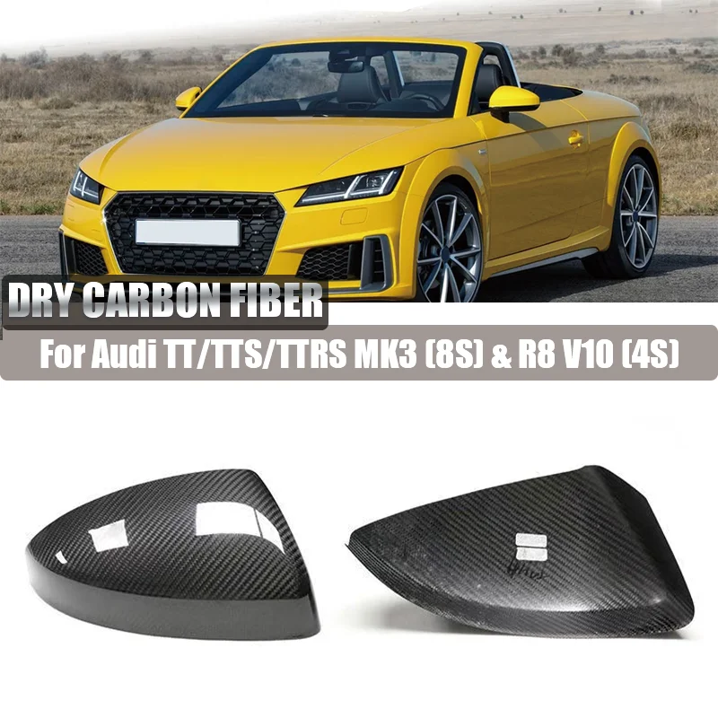 Prepreg Carbon Fiber Side Mirror Cover for Audi TT TTS TTRS MK3 8S R8 4S Stick On W W/O Lane Assist Rearview Mirror Housing Cap