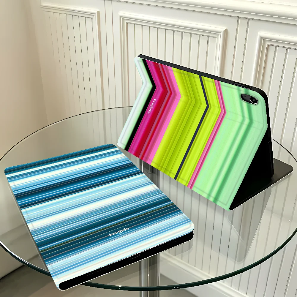 Blue Stripe Pattern Print Case for Apple iPad Pro11 13 10th 7/8/9th Air 11 13 M4 M3 M2 A16 2026 with Pencil Slot Air 4/5/6th