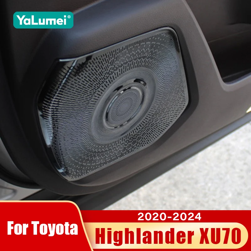 

For Toyota Highlander XU70 2020 2021 2022 2023 2024 Kluger Car Door Audio Speaker Trim Cover Stainless Steel Accessories