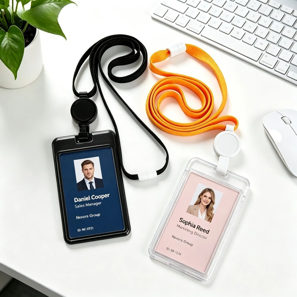 Retractable ID Badge Holder Work Card Case For Student Office Access Control Chest Card