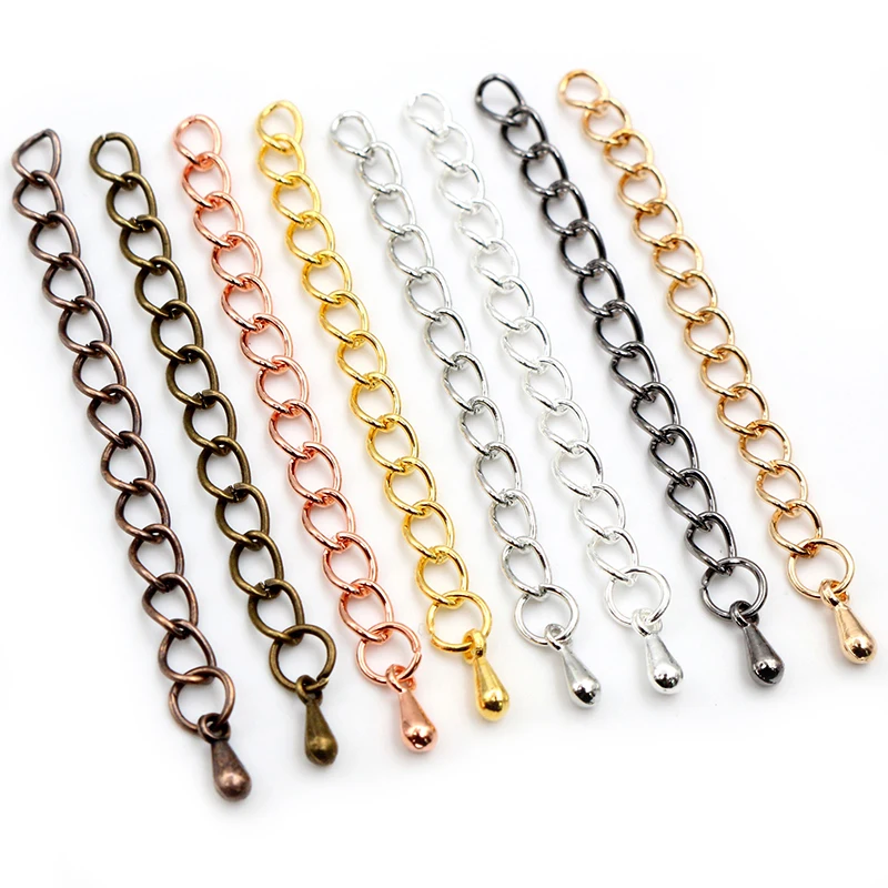 20pcs/lot 50mm/70mm 5*4mm Tone Extended Extension Tail Chain Necklace Tail Chain Connector Findings For Bracelet Base Tray