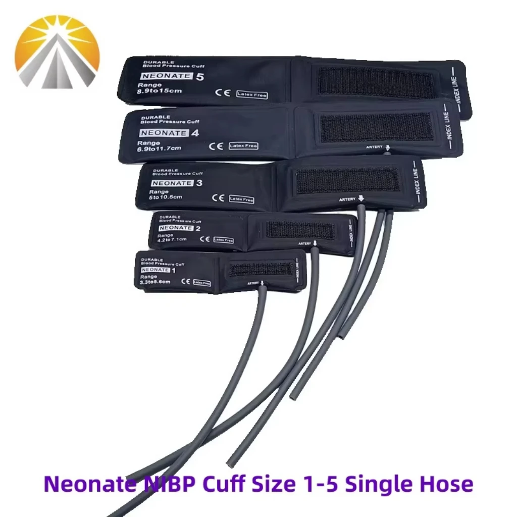 All Sizes Neo 1 to Neo 5 Reusable Noninvasive Blood Pressure NIBP Cuff With Single Tube One Hose For Neonate Patient Monitors