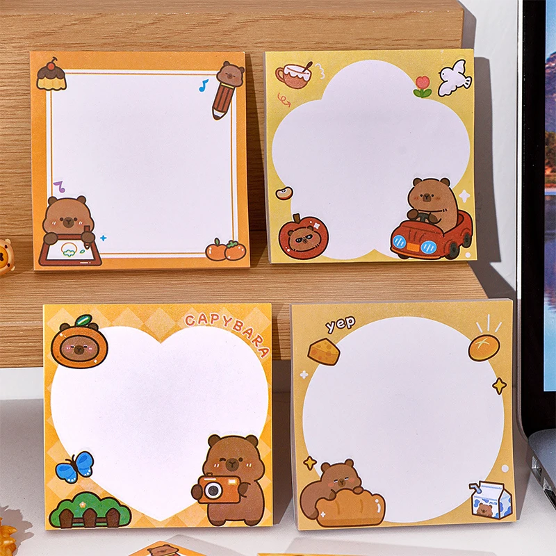 Capivara Dos Desenhos Animados N Times Sticky Notes, Estudantes Kawaii Mensagem Nota, Mini Portátil Auto Adesivo Sticky Notes, Bonito, 50 Folhas