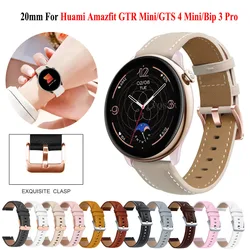 Pulseira de couro para Huami Amazfit GTR Mini 42 GTS 3 2 4 Mini 2e Pulseira Inteligente, pulseira de fivela de ouro rosa, Bip U 3 Pro, 20mm