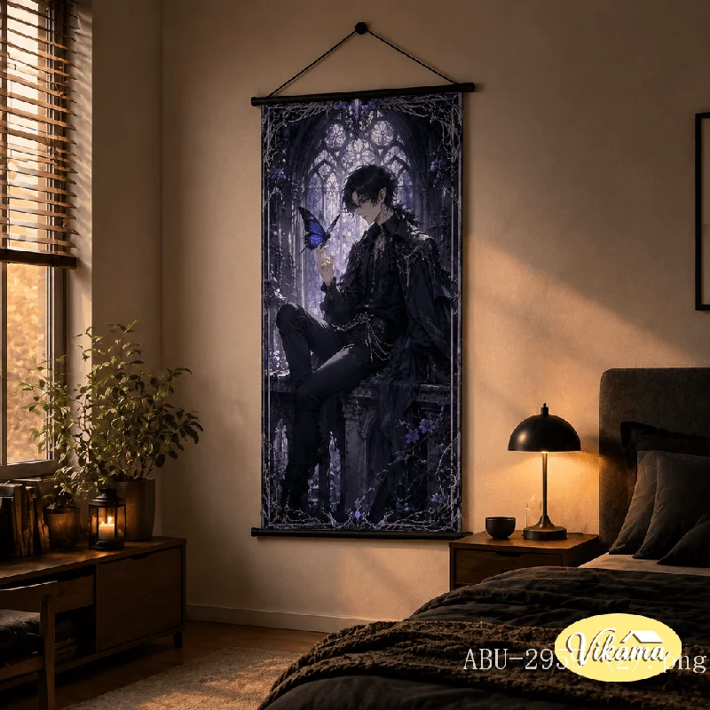 VIKAMA Botanical Steampunk Tapestry Wall Hanging Anime Girl Sunflower Gear Fountain Wall Art for Bedroom Living Room Dorm Home