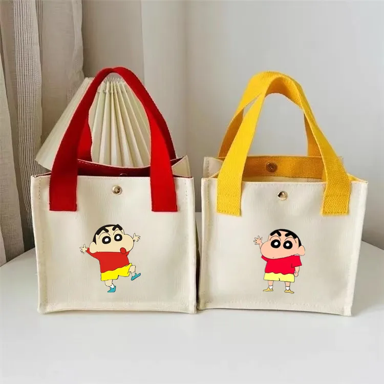 

2025 New Crayon Shinchan Canvas Bag Large Capacity Simple Tote Bag for Girls Student Cartoon Handbag Gift