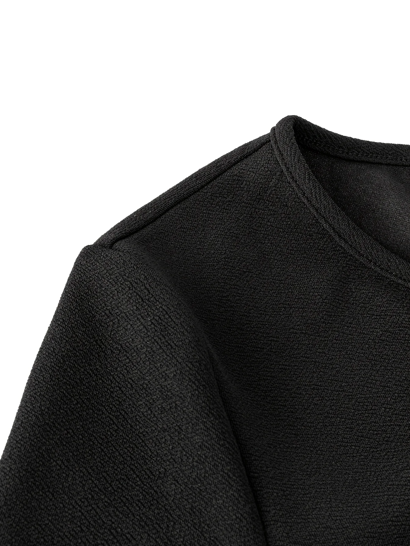 Robe mi-longue évasée noire à manches 3/4 et col cranté pour femme - Robe de soirée élégante moulante pour soirée et tous les jours