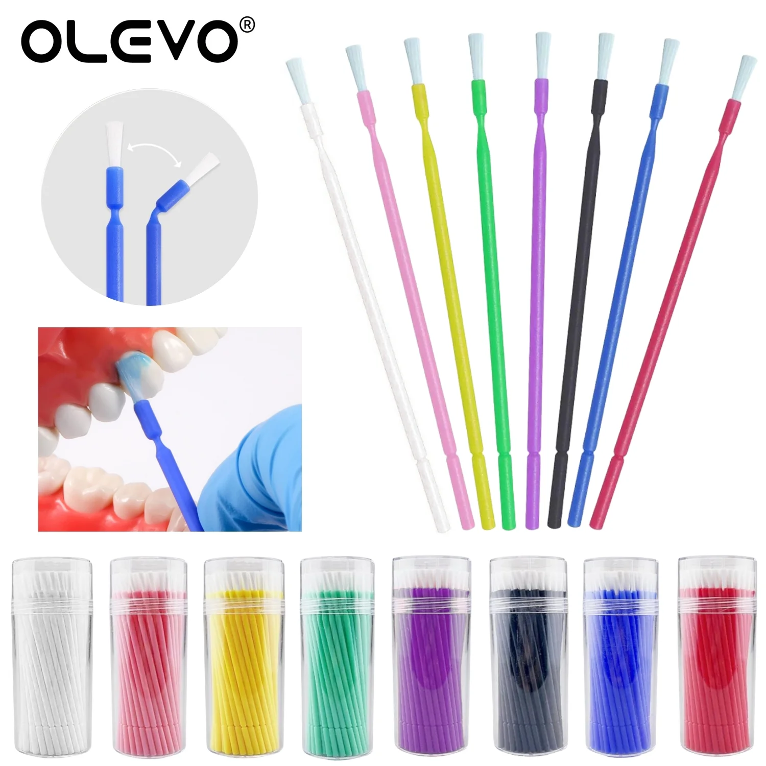 100Pcs Dental Disposable Micro Brushes Applicators Micro Brush Long Head Bendable Oral Care Materials Dentistry Extension Tools