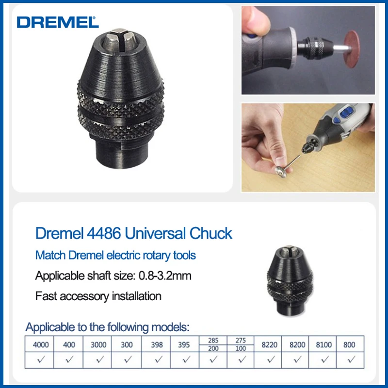 Imagem -03 - Mandril de Perfuração Keyless Quick Change Dremel Ferramentas Rotativas Elétricas 0832 mm Dremel 3000 4000 8220 8100 4486