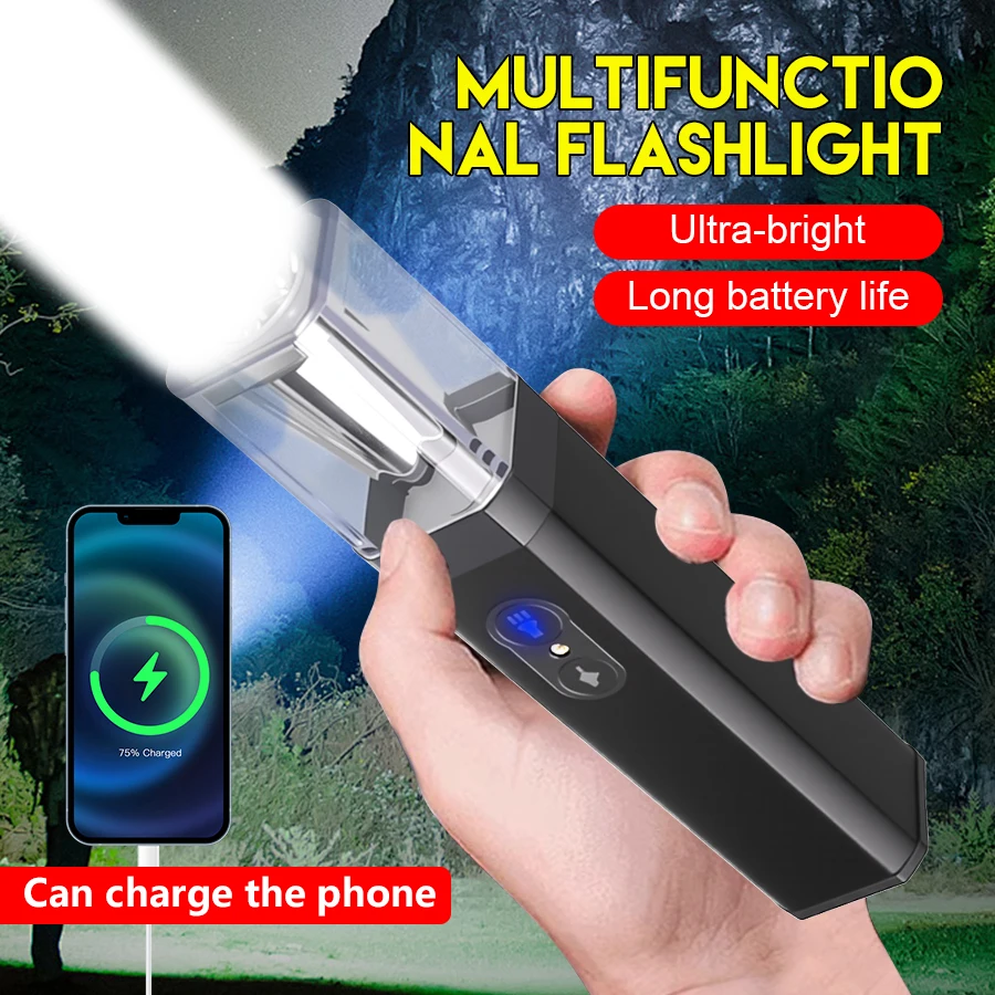 

Красивый сильный фонарик из АБС-пластика с зарядкой через USB, портативный уличный фонарик EDC для кемпинга, подвесные аварийные фонарики с хвостовым магнитом