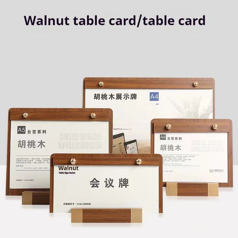 

Clip Board A4 Walnut Table Card Table Top Display Menu A4 Vertical Price Sign Solid Wood Vertical Sign Display Shelf Table Sign