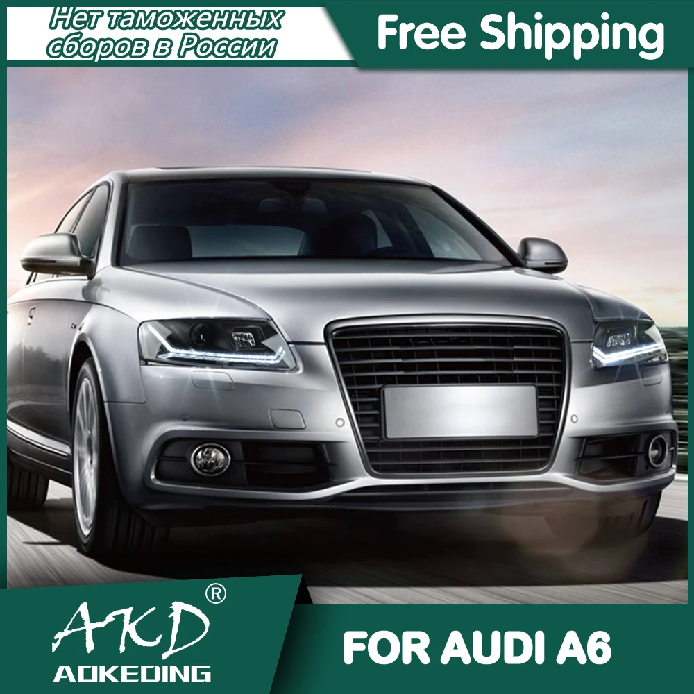 Car For AUDI A6 2004-2011 Headlights DRL Hella LED Bi Xenon Bulb Fog Lights Car Accessory C5 C6 A6L Head Lamp