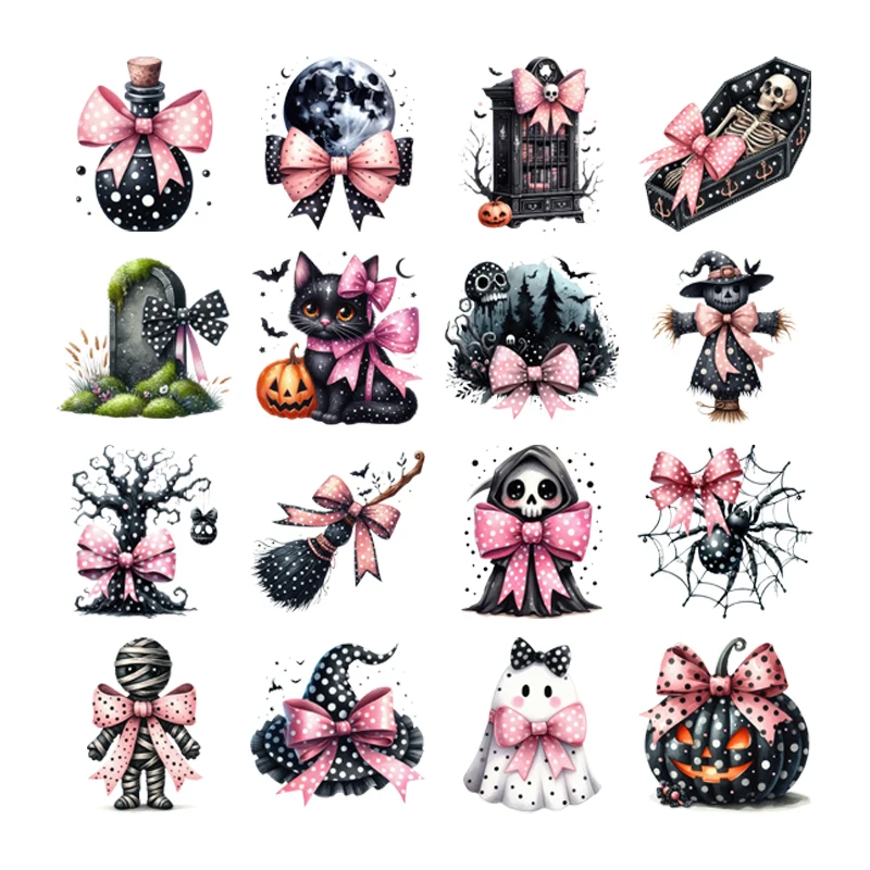 

Kids Cartoon Halloween ghost broom polka dot Iron On Heat Transfer Stickers Iron On Patch Patches For Children's Clothing Decal