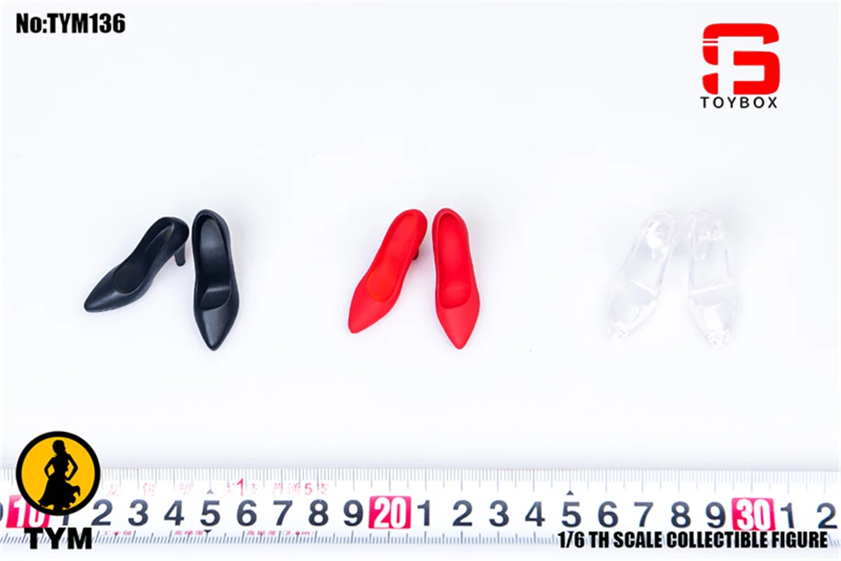 TYM136 1/6 1/12 Skala Kobieta Czarny/Czerwony/Kryształowy Miękkie Twarde Wysokie Obcasy Żołnierz Księżniczka Buty Model dla 12" 6" Figurka akcji Ciało