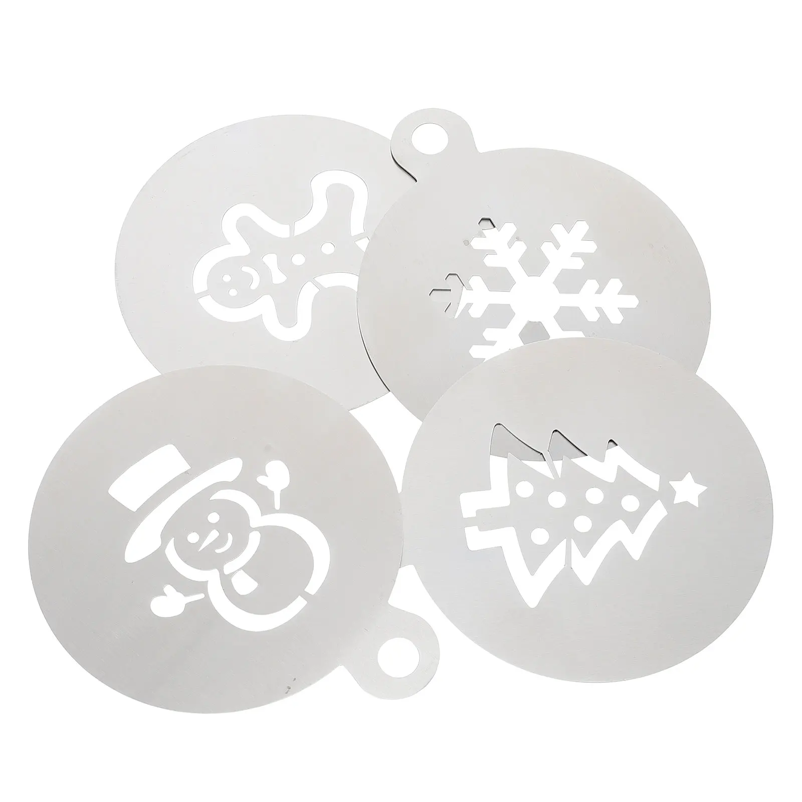 

4 Pcs Christmas Stencils Baking Templates Creative Cooking Milk Cake Art Decorating Silver