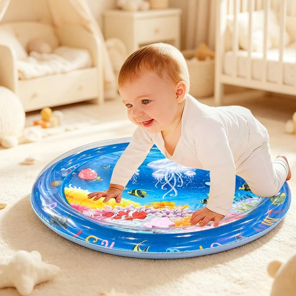 1pc Inflatable PVC Baby Playing Water Mat White Jellyfish Toddler Pad Kids Early Education Activity Toys Mat Cushion Kids Gift