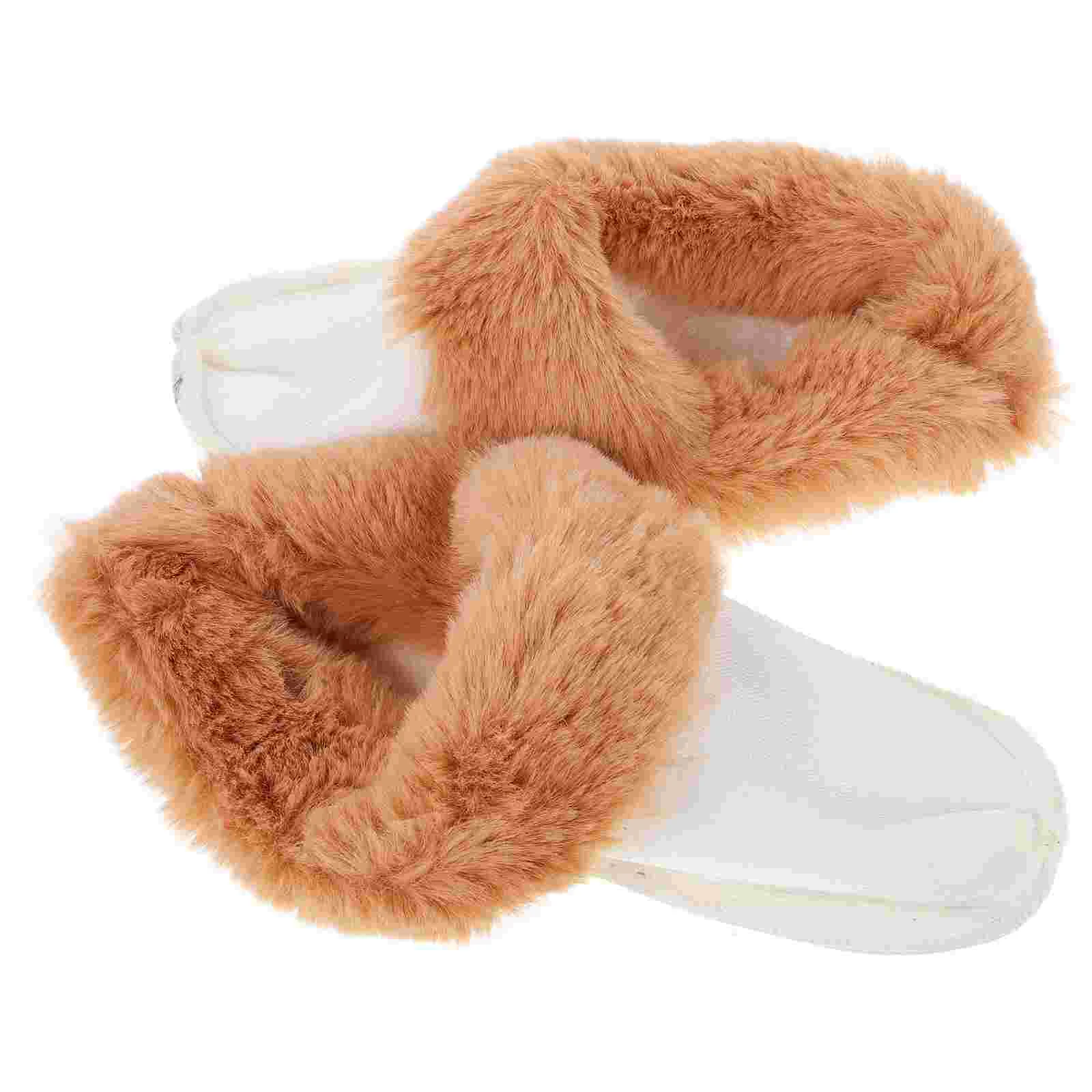 Velvet Fluffy Slippers Hole Shoe Inserts for Women Plush Cover Warm Insoles Replacement Winter