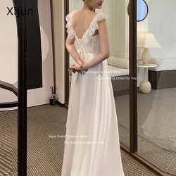 Xijun Fairy Ivory Wedding Dresses A-Line Korean Lady Formal Prom Dresses Photo Shoot Ruffles Sleeveless Evening Party Gown 2024