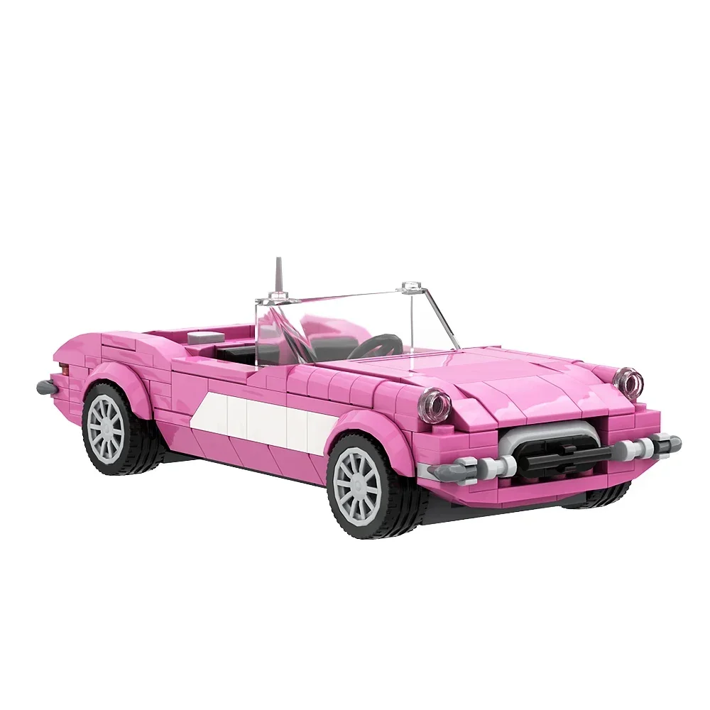 EKbricks MOC Chevrolet Corvett C1 Pink Convertible Coupe Model Bricks Vintage Car DIY Assembly Toys Building Block Set For Gifts