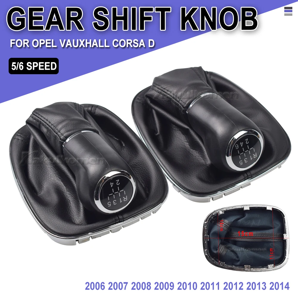 Hohe Qualität Auto Getriebe Stick Schaltknauf Mit Leder Boot Für OPEL VAUXHALL CORSA D 2006 2007 2008 2009 2010 2011 2012 2013 2014