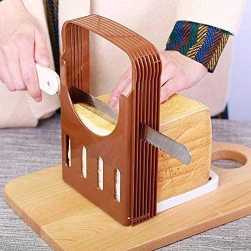 Bread Bake Slicer Cutter Foldable Toast Bread Slicer Stand Plastic Bread Cutting Guide Tool Loaf Cutter Rack Baking Tool