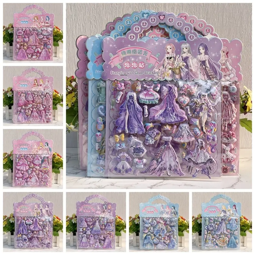 

2 листа/пакет, кавайная наклейка принцессы, мультяшные декоративные пенопластовые пузырьковые наклейки, сделай сам, милые 3D пухлые наклейки, детские игрушки