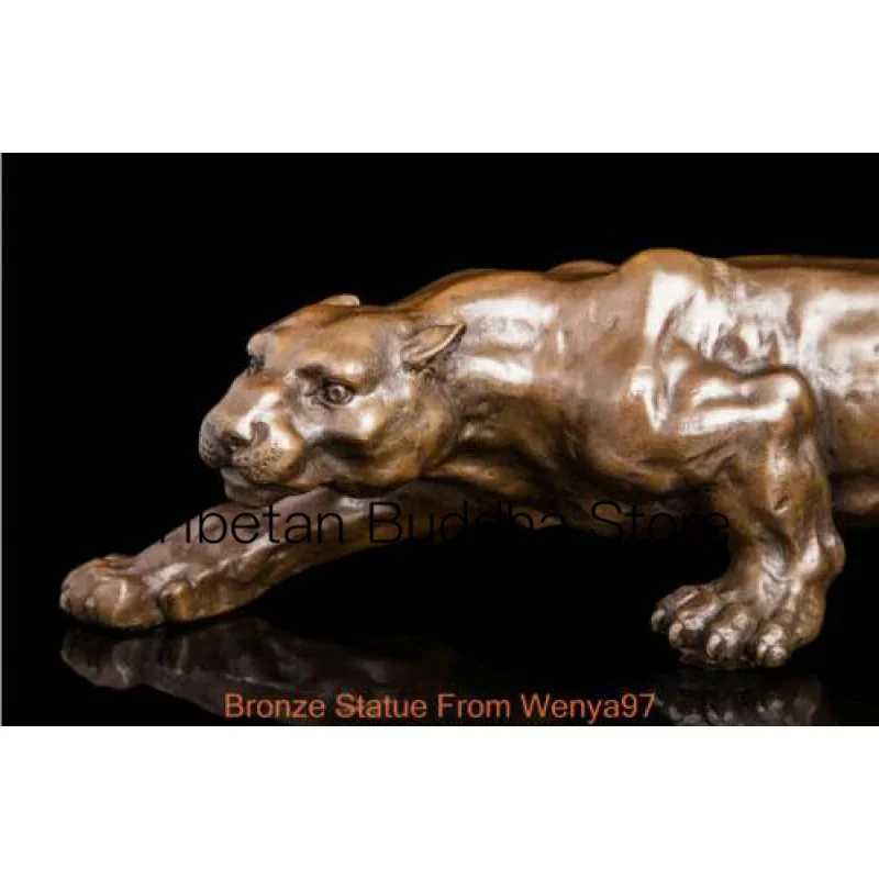 Imagem -03 - Arte Deco Escultura Jaguar Animal Pantera Rei de Bronze Estátua .