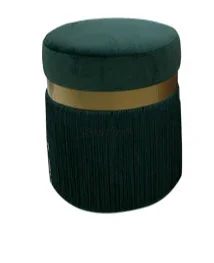 

Italian leather round stool post-modern light luxury fashion fabric leisure small stool