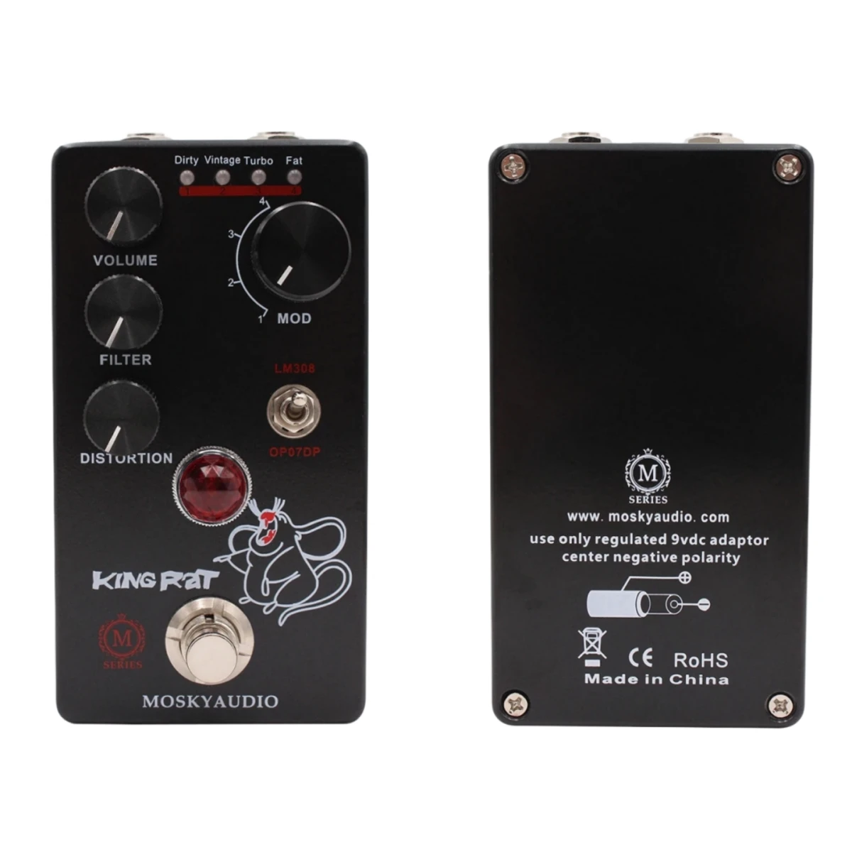 

Mosky KING RAT Multi-Mode Distortion Pedal Fuzz Effect 4 Buttons True Bypass for Electric Guitar Bass Practice Rehearsal Gig