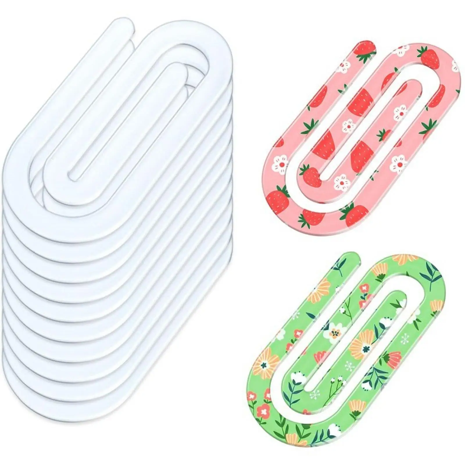 10Pcs Transparent Acrylic Blank Paper Clips Multipurpose Sublimation Clip for School Stationery Documents Office Craft Supplies
