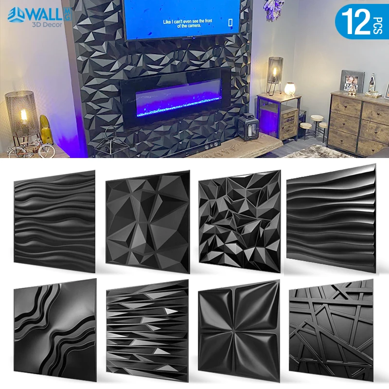 

12pcs 50cm house wall renovation stereo 3D wall panel non-self-adhesive 3D wall sticker art tile wallpaper room bathroom ceiling