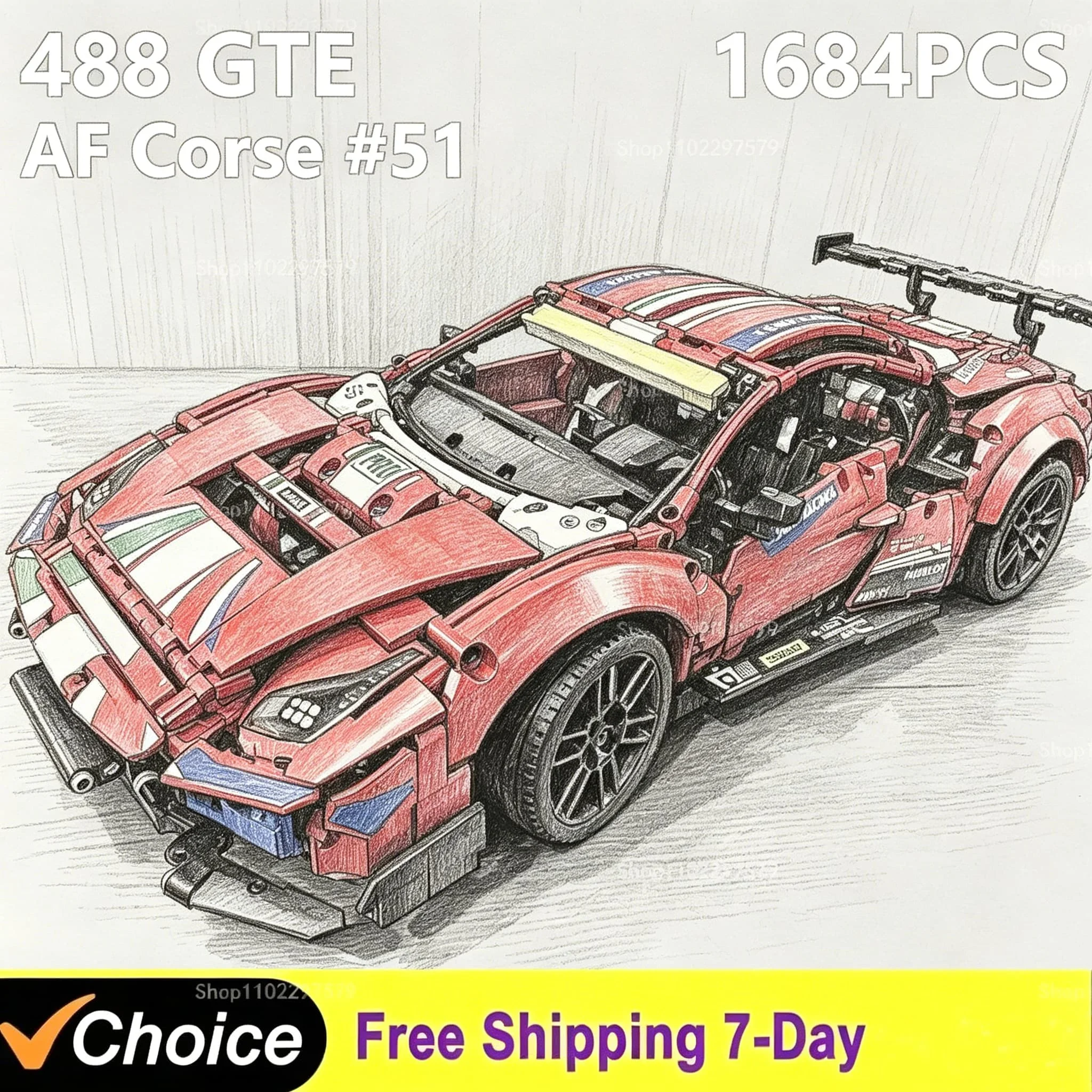 1684pcs-technical-488-gte-race-car-42125-mechanical-group-series-building-blocks-car-kits-moc-brick-display-model-collection-toy