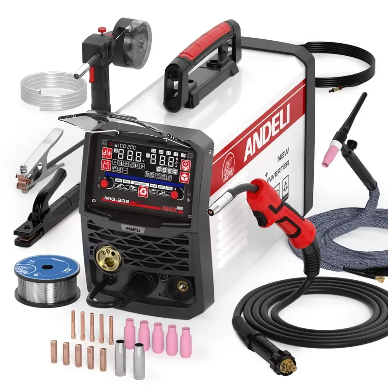 ANDELI 110V 220V MIG-205 MIG LIFT TIG MMA and Flux Spool Multifunction Aluminium Welding Machine